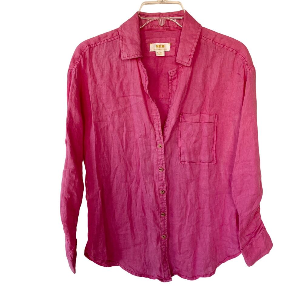 Maeve Pink Linen Shirt Size XS
